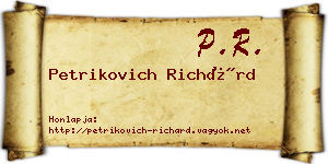 Petrikovich Richárd névjegykártya